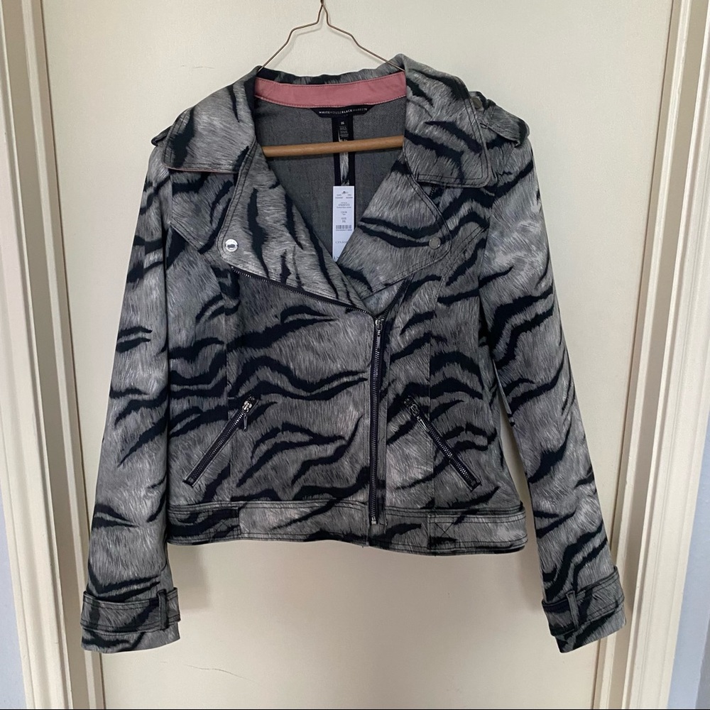 Tiger Printed Moto Jacket, White House Black Market
